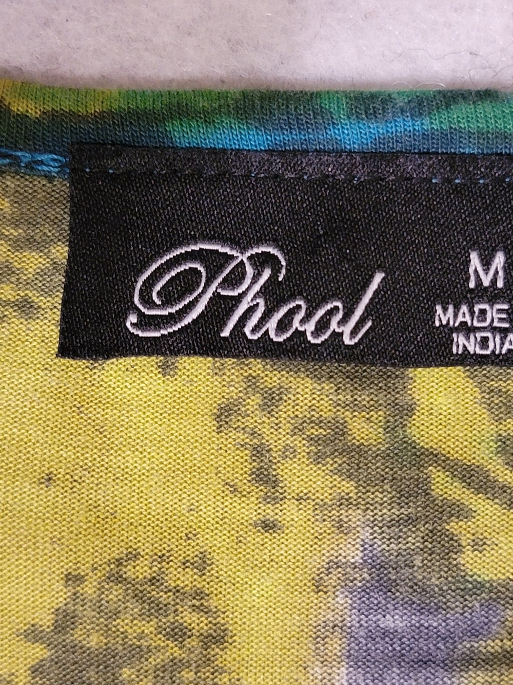 Vintage 90s PHOOL Boho Crinkle Rayon Abstract Maxi Dress Handkerchief Hem Large - Picture 13 of 14